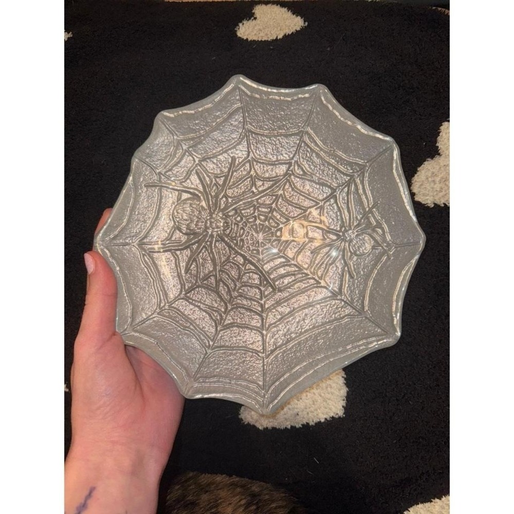 Glass spider web bowl / small‎ dish for trinkets